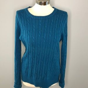Medium blue Bass cable knit sweater